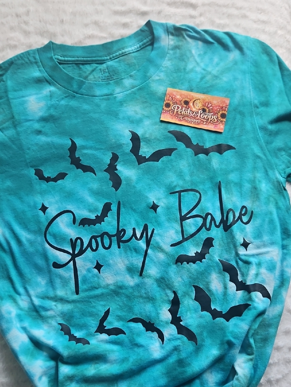 Spooky Babe Tee Teal Tie-Dye